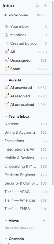 The Inbox sidebar